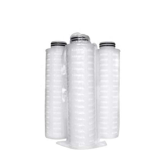 Ptfe Membrane Pleated Filter Cartridge With 9.75'' To 40" 0.1,0.2,0.45,1.0,5.0um Absolute Filtration