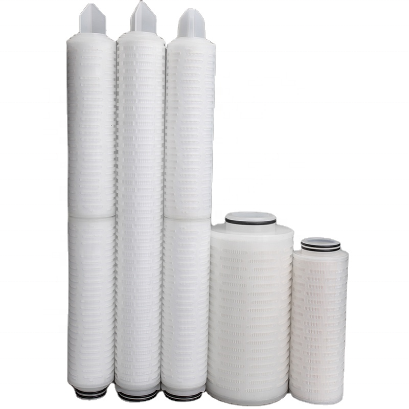 Factory 5/10/20/30 Inch 0.22/0.45/1.20 Micron Hydrophilic Ptfe Membrane Pleated Filter Cartridge For Liquids Purifier Filtration