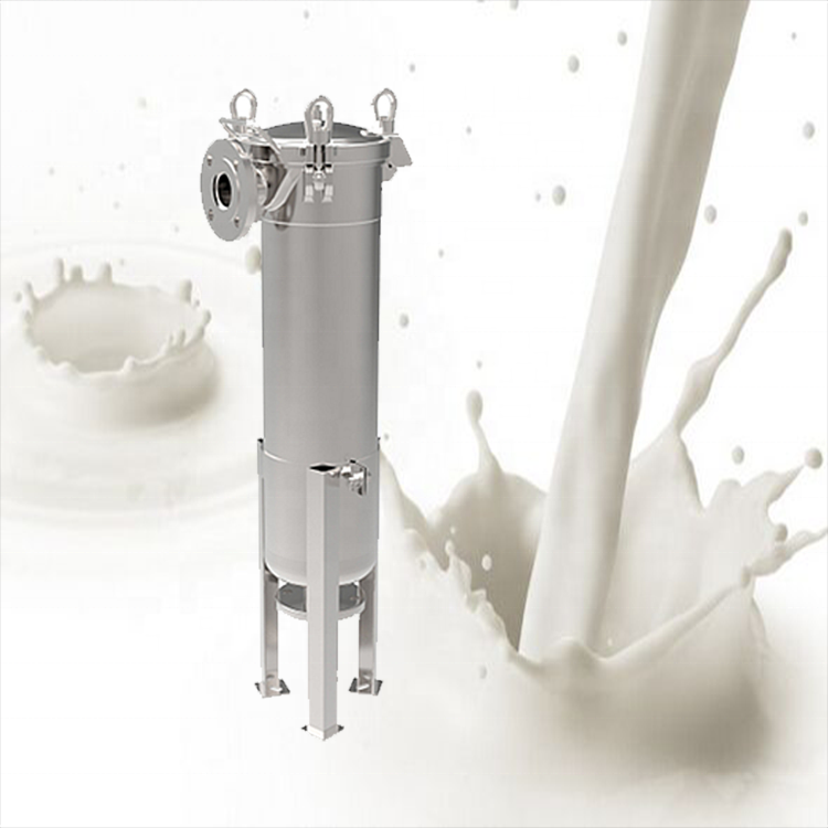 Milk Filters In Ss304/316 Material Good Sealing Performance Bag Filter Housing For Soy And Dairy Beverages Filtration