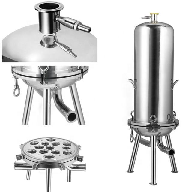 10 Inch Stainless Steel Filter Housing Thorough Sewage Discharge Multi-core Type For Pre Filtration Of Reverse Osmosis Water