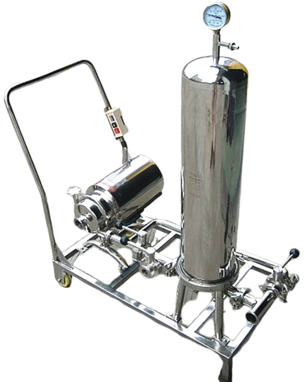 Movable Filtration System Sus 304 Filter Housing With Stainless Steel Cart And Pump